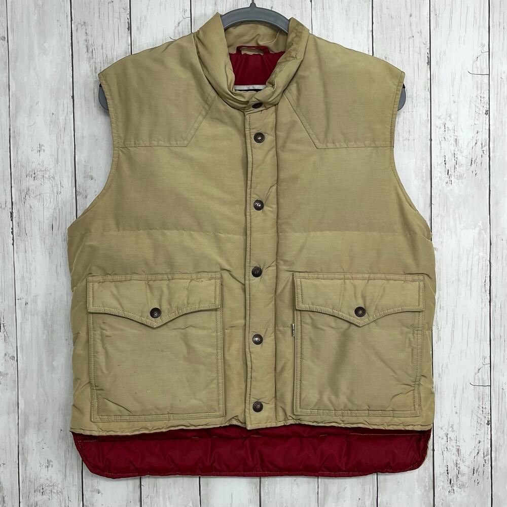 Levi's Down Insulated Puffer Vest Tan Red Men's Medium Outdoor Casual Gorpcore
